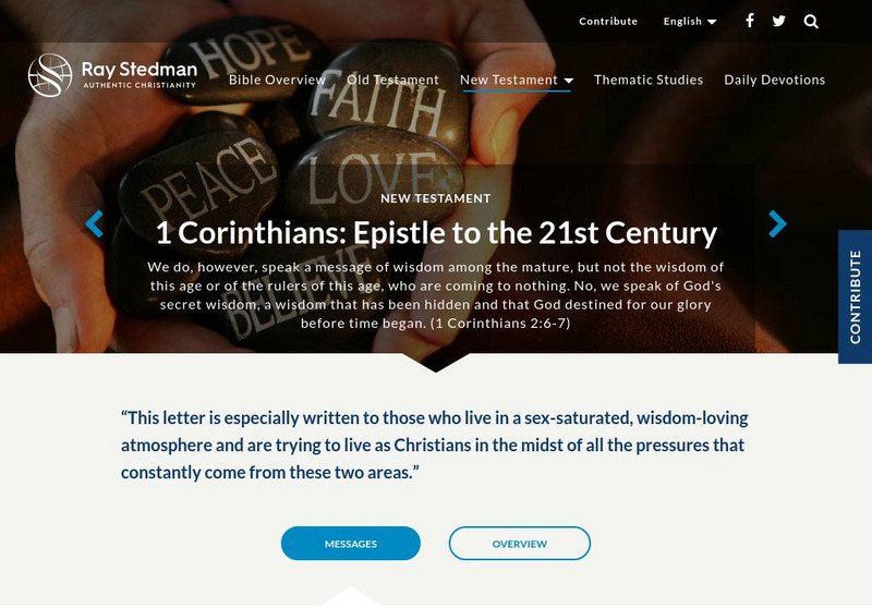 Ray Stedman: Expository Studies in First Corinthians Website Ray Stedman: Expository Studies in First Corinthians Website