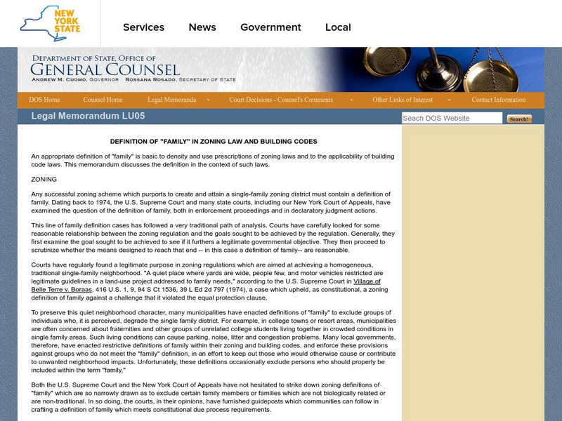 Definition of "Family" in Zoning Law and Building Codes Activity Definition of "Family" in Zoning Law and Building Codes Activity