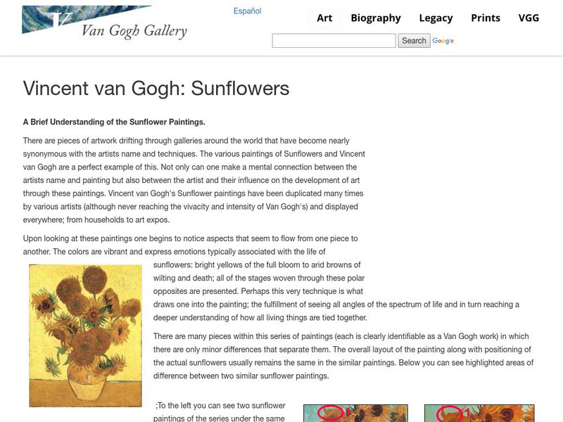 Vincent Van Gogh Gallery: The Sunflower Series Website