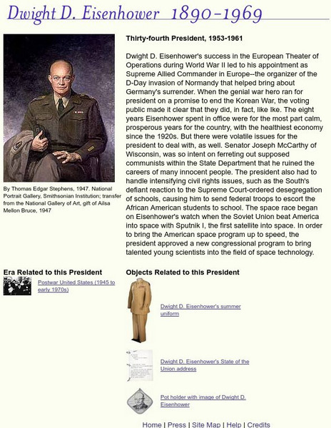 National Museum of American History: American Presidency: Dwight D. Eisenhower Handout