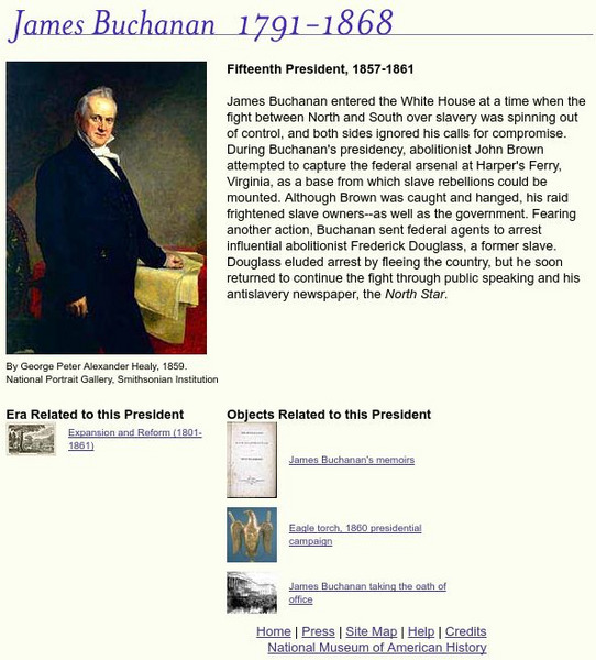National Museum of American History: American Presidency: James Buchanan Handout