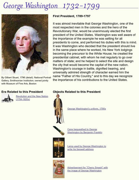 National Museum of American History: American Presidency: George Washington Handout National Museum of American History: American Presidency: George Washington Handout
