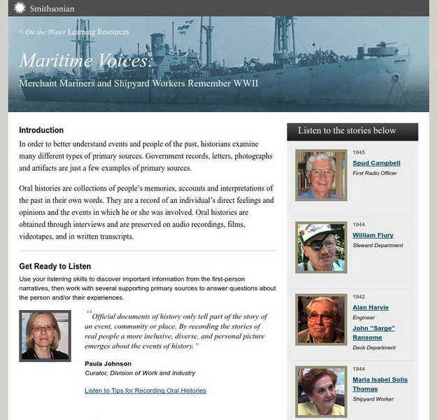National Museum of American History: On the Water: Maritime Voices Website National Museum of American History: On the Water: Maritime Voices Website