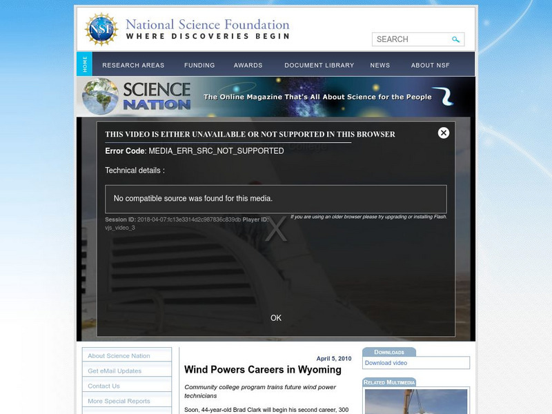 National Science Foundation: Wind Power Careers in Wyoming Instructional Video National Science Foundation: Wind Power Careers in Wyoming Instructional Video