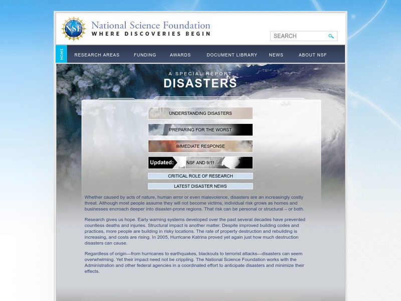 National Science Foundation: Disasters Website National Science Foundation: Disasters Website