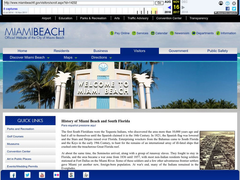 City of Miami Beach: History of Miami Beach and South Florida Website City of Miami Beach: History of Miami Beach and South Florida Website