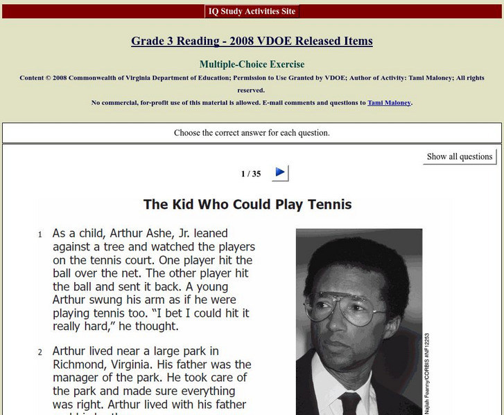 Iq Study Activities: Grade 3 Reading Test: (2008 Vode Released Items) Study Guide Iq Study Activities: Grade 3 Reading Test: (2008 Vode Released Items) Study Guide