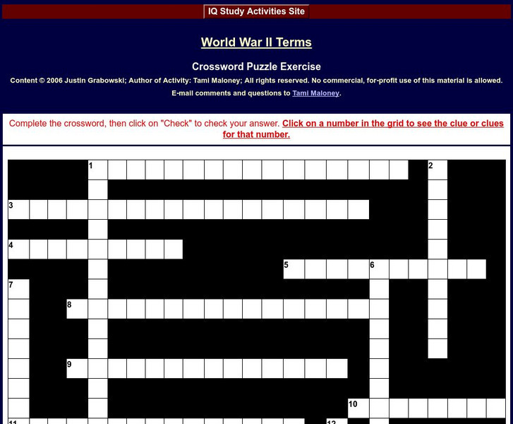 Iq Study Activities: Interactive Quizzes: World War Ii Crossword Puzzle Activity Iq Study Activities: Interactive Quizzes: World War Ii Crossword Puzzle Activity