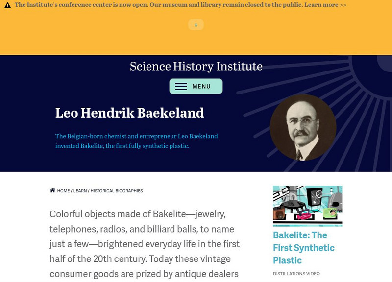 Chemical Heritage Foundation: Leo Hendrik Baekeland Handout