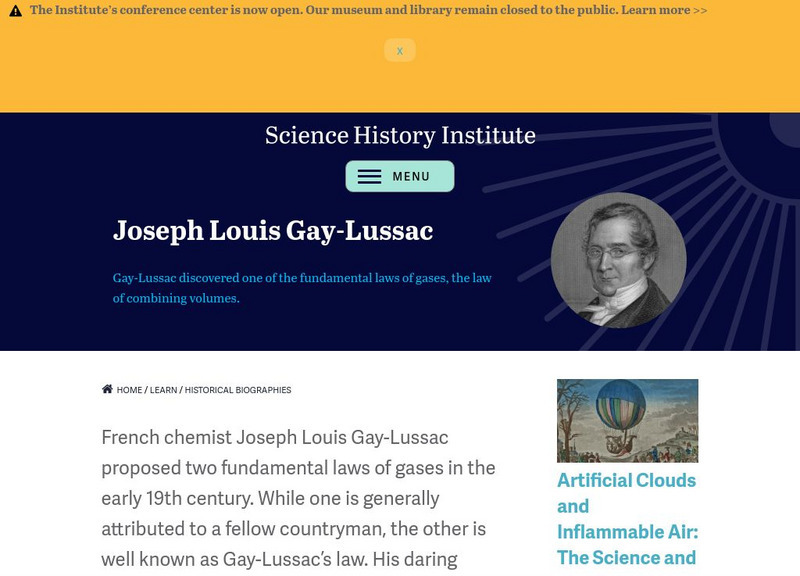 Chemical Heritage Foundation: Joseph Louis Gay Lussac Handout
