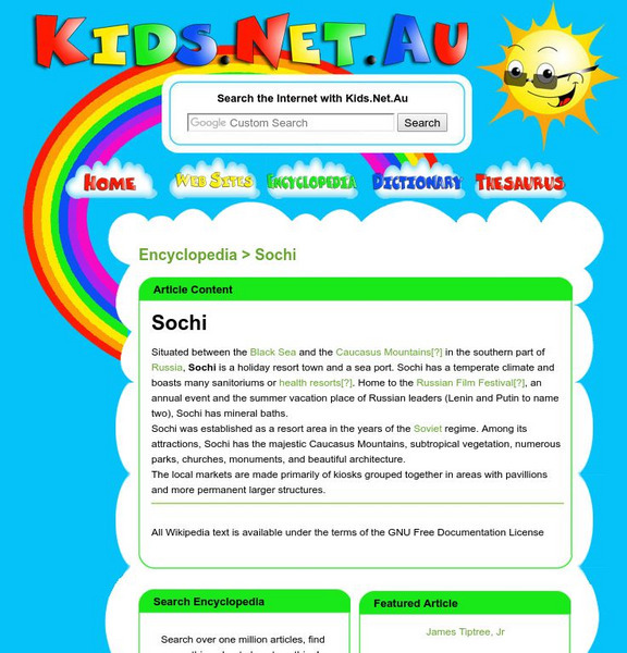 Encyclopedia: Kids: Sochi Handout