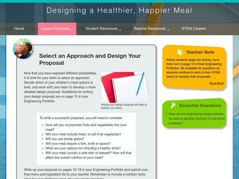 Thinkport: Designing a Healthier, Happier Meal: Approach and Design Proposal Activity