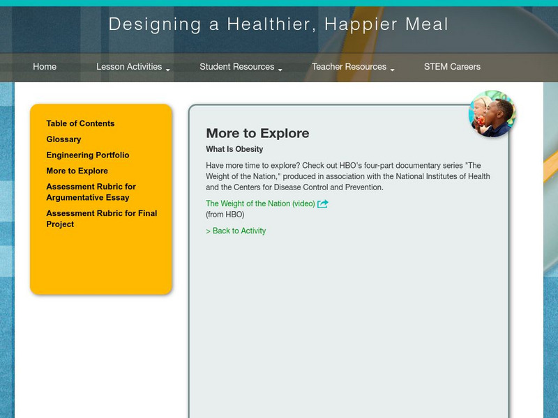 Thinkport: Designing a Healthier, Happier Meal: What Is Obesity? Handout