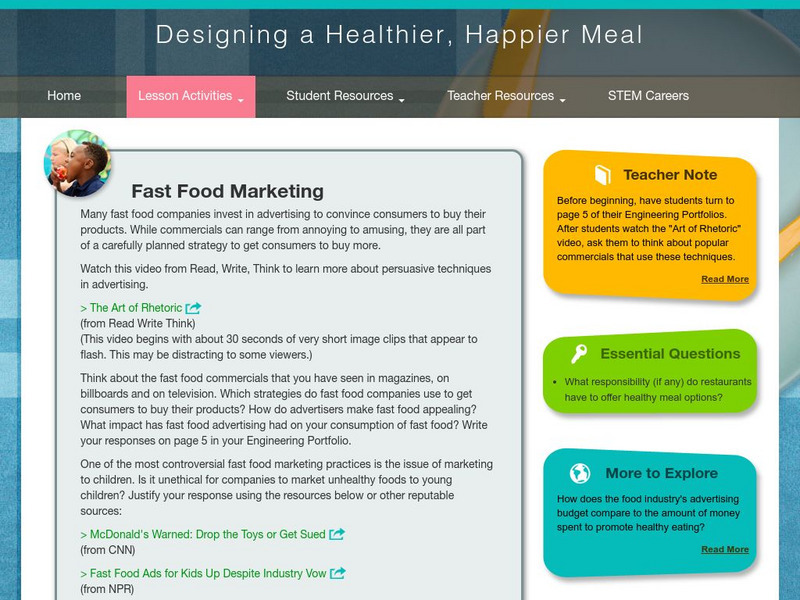 Thinkport: Designing a Healthier, Happier Meal: Fast Food Marketing Handout Thinkport: Designing a Healthier, Happier Meal: Fast Food Marketing Handout