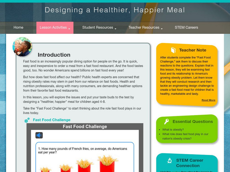 Thinkport: Designing a Healthier, Happier Meal: Introduction Unit Plan