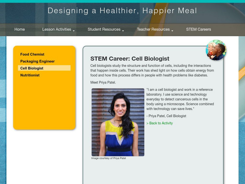 Thinkport: Designing a Healthier, Happier Meal: Stem Career: Cell Biologist Handout