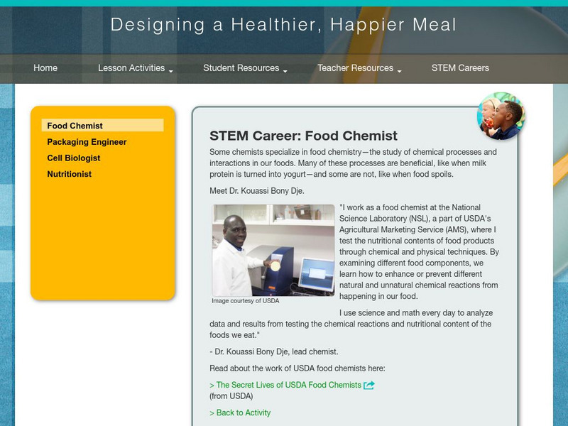 Thinkport: Designing a Healthier, Happier Meal: Stem Career: Food Chemist Handout