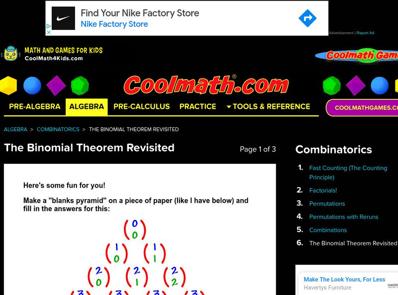 Coolmath: The Binomial Theorem Revisited Unit Plan Coolmath: The Binomial Theorem Revisited Unit Plan