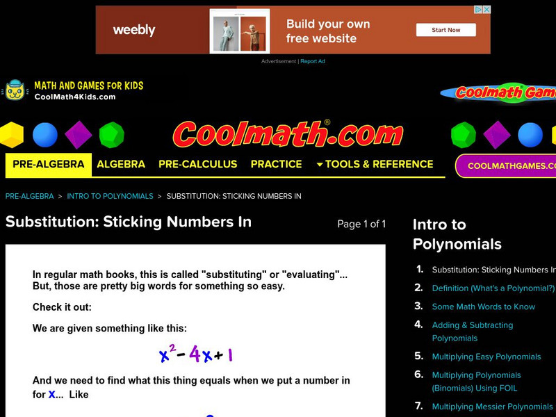 Coolmath: Substitution Sticking Numbers In Website Coolmath: Substitution Sticking Numbers In Website