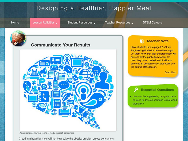 Thinkport: Designing a Healthier, Happier Meal: Communicate Your Results Activity