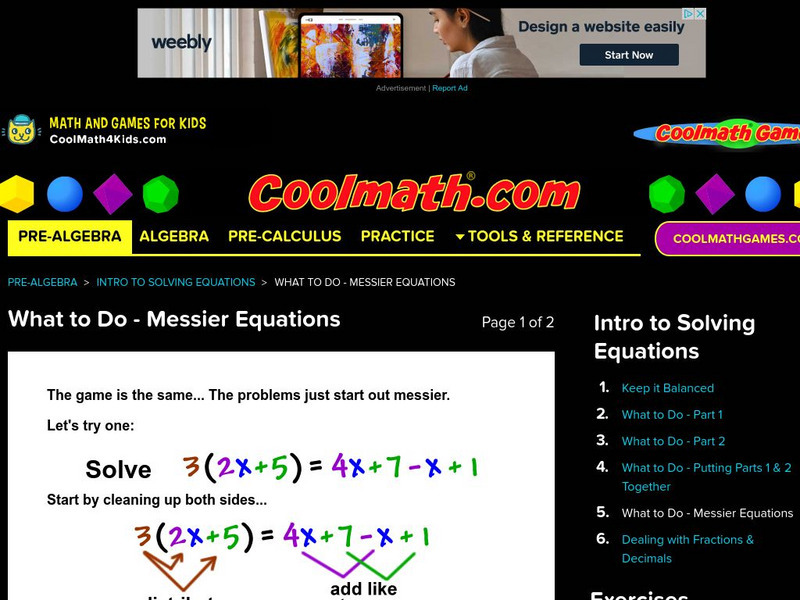 Coolmath: Solving Equations What to Do Messier Equations Website Coolmath: Solving Equations What to Do Messier Equations Website