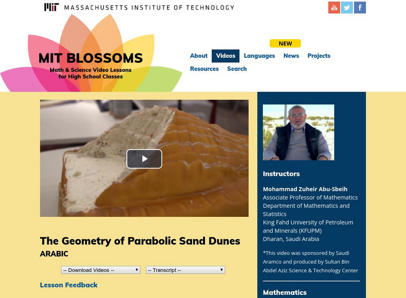 Mit: Blossoms: The Geometry of Parabolic Sand Dunes Instructional Video Mit: Blossoms: The Geometry of Parabolic Sand Dunes Instructional Video