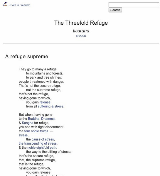 Access to Insight: The Threefold Refuge Primary Access to Insight: The Threefold Refuge Primary