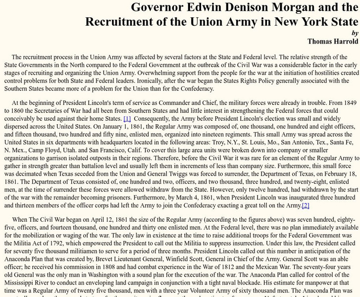 University of Albany: Recruitment of the Union Army in New York Handout