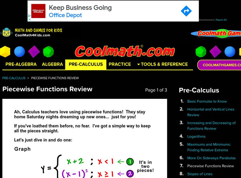 Coolmath: Piecewise Functions Review Website Coolmath: Piecewise Functions Review Website