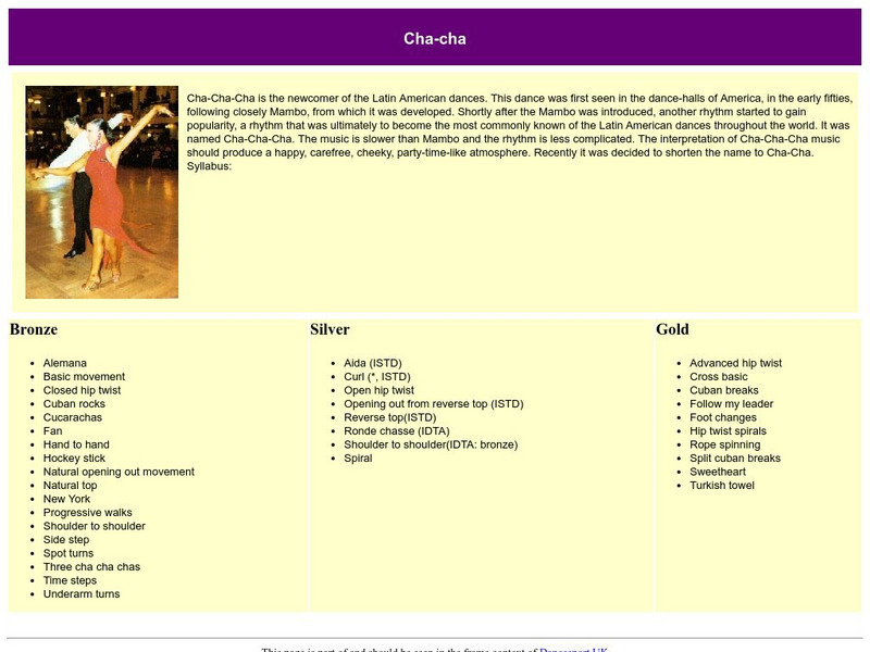 Dancesport Uk: Cha Cha Article Dancesport Uk: Cha Cha Article