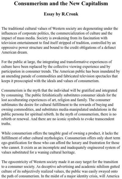 Westland Research: Consumerism and the New Capitalism Article Westland Research: Consumerism and the New Capitalism Article