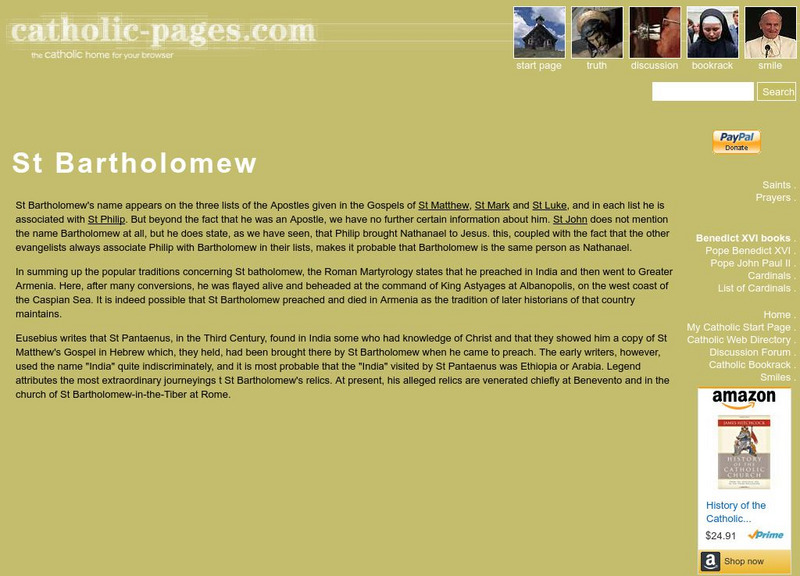 Catholic pages.com: St. Bartholomew Handout