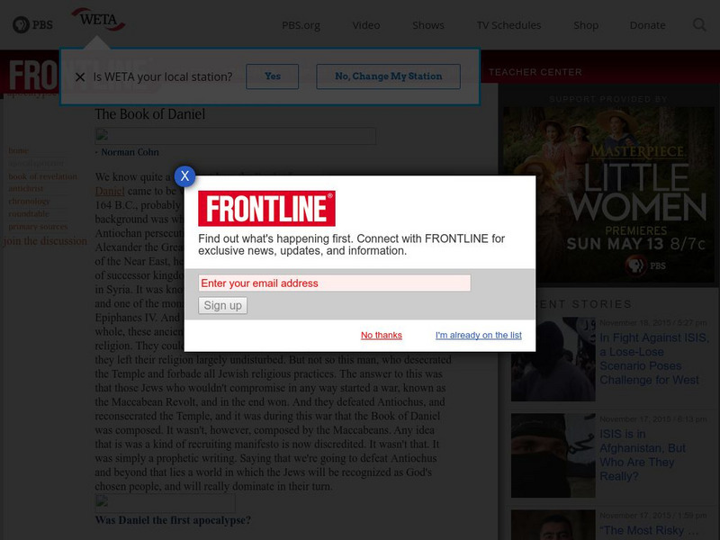 Pbs Frontline: The Book of Daniel Article Pbs Frontline: The Book of Daniel Article