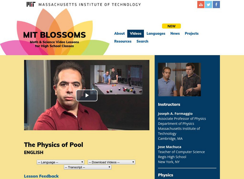 Mit: Blossoms: The Physics of Pool Instructional Video Mit: Blossoms: The Physics of Pool Instructional Video