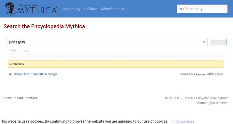 Encyclopedia Mythica: Brihaspati Article