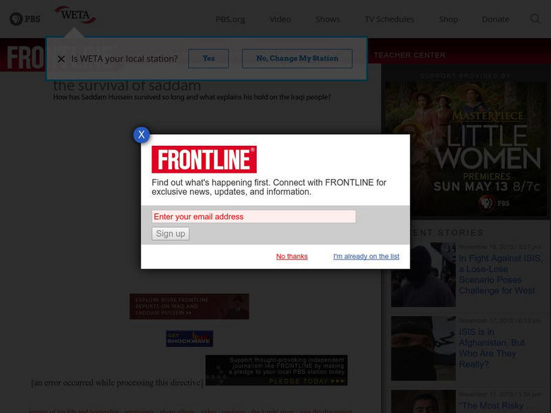 Pbs Frontline: The Survival of Saddam Activity Pbs Frontline: The Survival of Saddam Activity