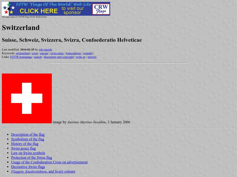 Flags of the World: Switzerland Handout Flags of the World: Switzerland Handout