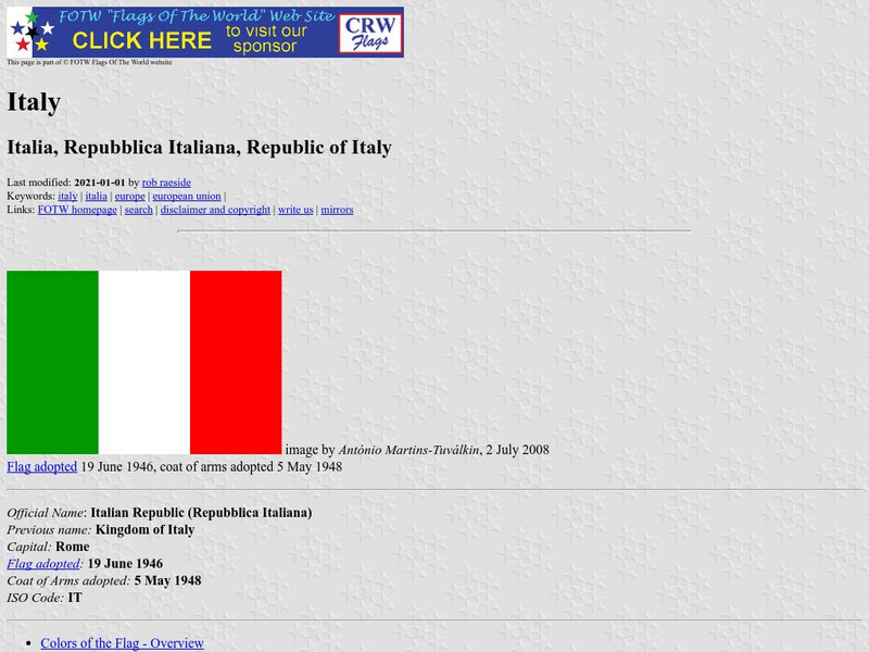 Flags of the World: Italy Handout Flags of the World: Italy Handout