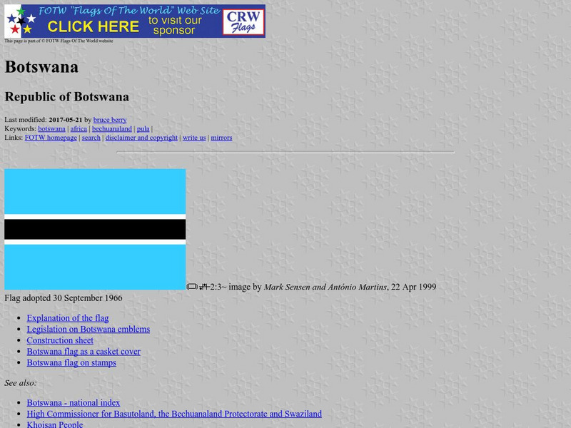 Flags of the World: Botswana Handout Flags of the World: Botswana Handout
