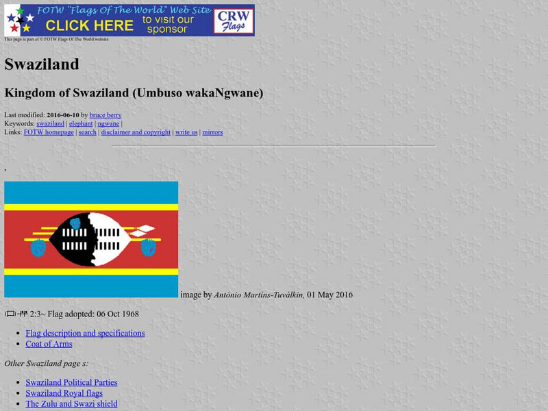 Flags of the World: Swaziland Handout Flags of the World: Swaziland Handout