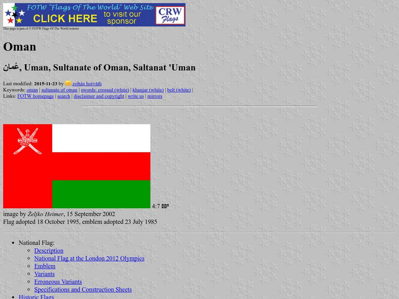 Flags of the World: Oman Handout Flags of the World: Oman Handout