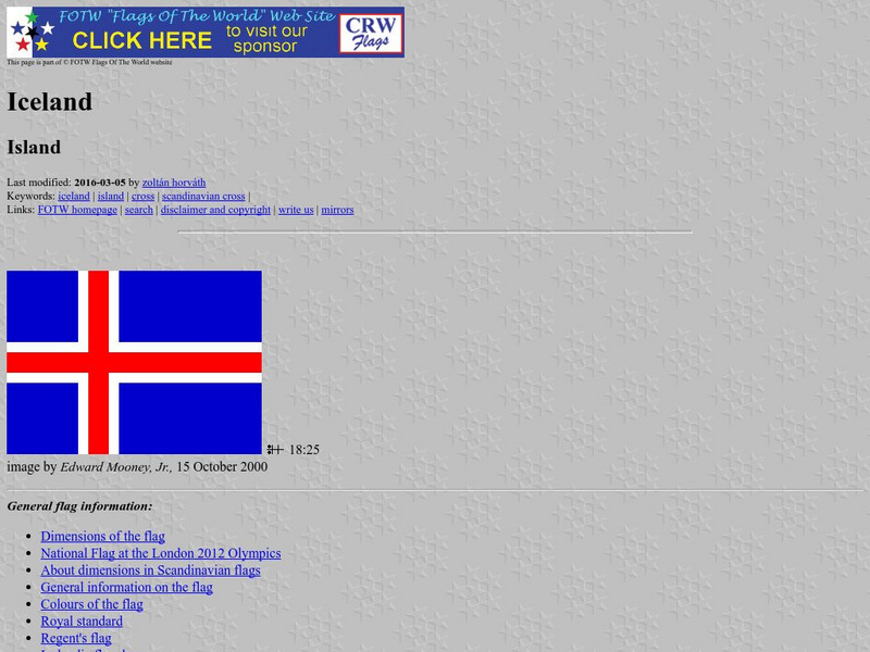 Flags of the World: Iceland Handout Flags of the World: Iceland Handout