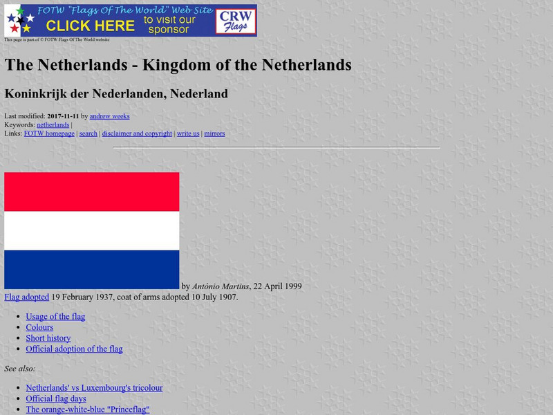 Flags of the World: The Netherlands Handout Flags of the World: The Netherlands Handout