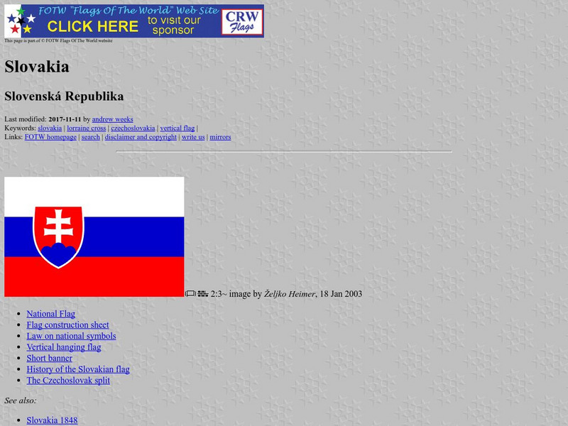 Flags of the World: Slovakia Handout Flags of the World: Slovakia Handout