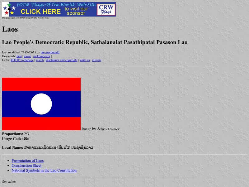Flags of the World: Laos Handout Flags of the World: Laos Handout