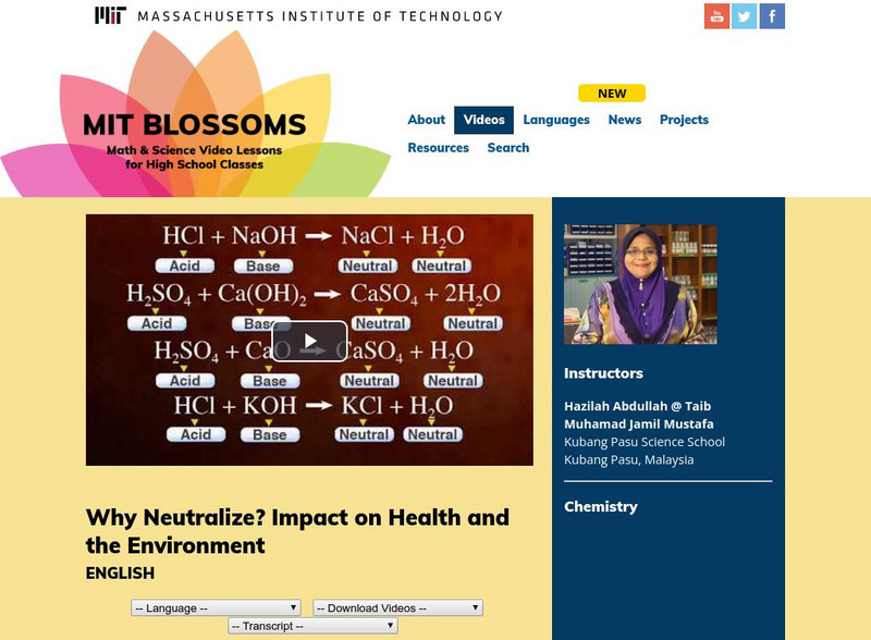 Mit: Blossoms: Why Neutralize? Impact on Health and the Environment Instructional Video Mit: Blossoms: Why Neutralize? Impact on Health and the Environment Instructional Video