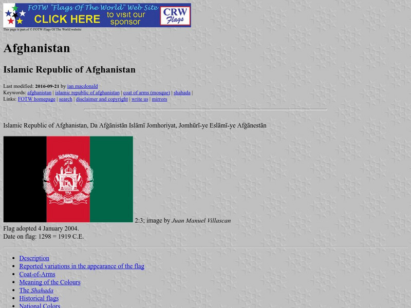 Flags of the World: Afghanistan Handout Flags of the World: Afghanistan Handout