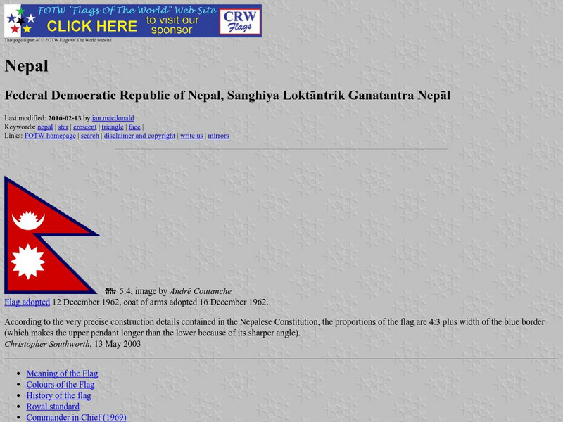 Flags of the World: Nepal Handout Flags of the World: Nepal Handout