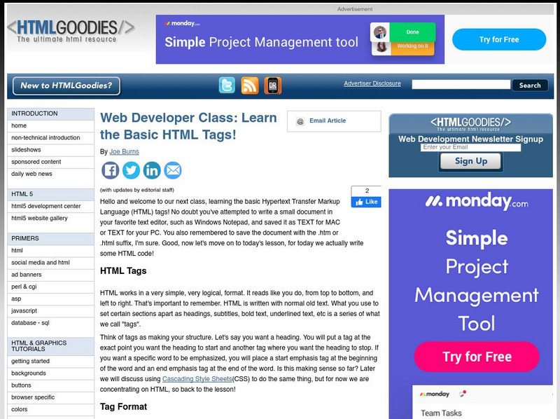 Html Goodies: Tags Article