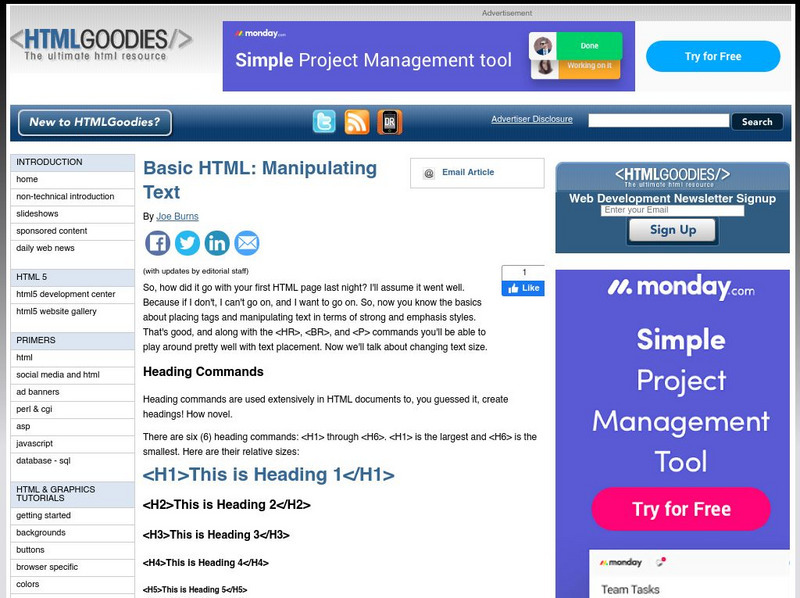 Html Goodies: Manipulating Text Article Html Goodies: Manipulating Text Article